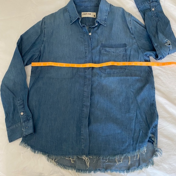 Pistola Medium Blue Lightweight Chambray Denim Blouse Small - Picture 3 of 4